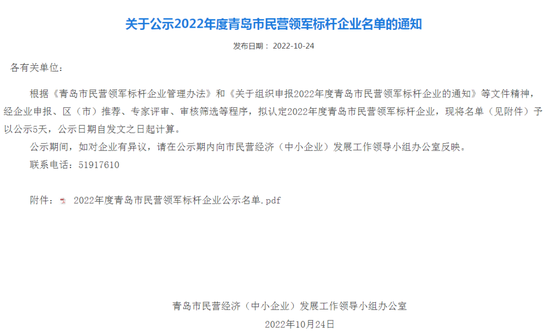 喜報(bào)！銳智智能入選青島市民營領(lǐng)軍標(biāo)桿企業(yè)